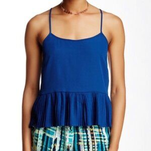 NEW Wayf Nordstrom Blue Pleated Peplum Strappy Cami Top Sz. XS